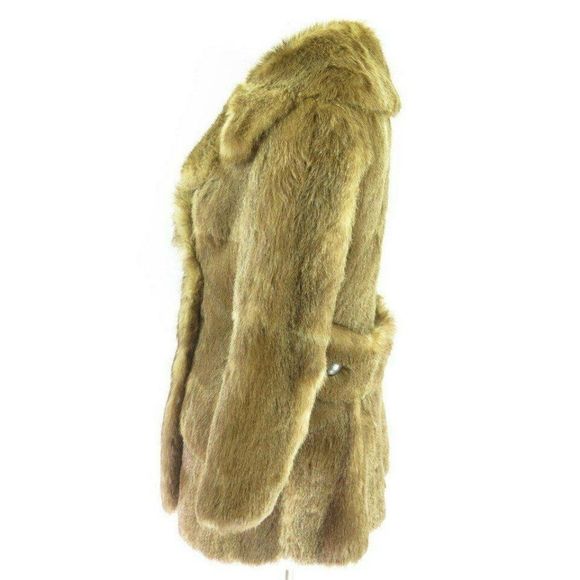 Vintage 90s Real Beaver Fur Coat S Brown - Picture 2 of 7